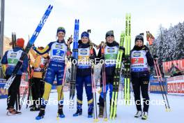 10.01.2024, Ruhpolding, Germany (GER): Elvira Oeberg (SWE), Mona Brorsson (SWE), Linn Persson (SWE), Anna Magnusson (SWE), (l-r) - IBU World Cup Biathlon, relay women, Ruhpolding (GER). www.nordicfocus.com. © Manzoni/NordicFocus. Every downloaded picture is fee-liable.