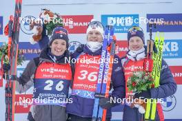 13.01.2024, Ruhpolding, Germany (GER): Tommaso Giacomel (ITA), Vetle Sjaastad Christiansen (NOR), Tarjei Boe (NOR), (l-r) - IBU World Cup Biathlon, sprint men, Ruhpolding (GER). www.nordicfocus.com. © Thibaut/NordicFocus. Every downloaded picture is fee-liable.