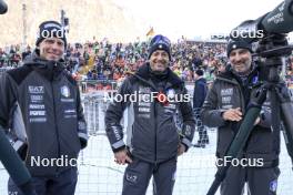 12.01.2024, Ruhpolding, Germany (GER): Jonne Kahkonen (FIN), coach Team Italy, Alexander Inderst (ITA), Fabio Cianciana (ITA), (l-r) - IBU World Cup Biathlon, sprint women, Ruhpolding (GER). www.nordicfocus.com. © Manzoni/NordicFocus. Every downloaded picture is fee-liable.