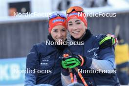 12.01.2024, Ruhpolding, Germany (GER): Elisa Gasparin (SUI), Aita Gasparin (SUI), (l-r) - IBU World Cup Biathlon, sprint women, Ruhpolding (GER). www.nordicfocus.com. © Manzoni/NordicFocus. Every downloaded picture is fee-liable.