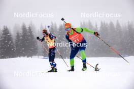 18.01.2024, Antholz, Italy (ITA): Johannes Thingnes Boe (NOR), Matic Repnik (SLO), (l-r) - IBU World Cup Biathlon, short individual men, Antholz (ITA). www.nordicfocus.com. © Manzoni/NordicFocus. Every downloaded picture is fee-liable.