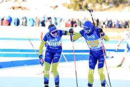 20.01.2024, Antholz, Italy (ITA): Elvira Oeberg (SWE), Jesper Nelin (SWE), (l-r) - IBU World Cup Biathlon, mixed relay, Antholz (ITA). www.nordicfocus.com. © Manzoni/NordicFocus. Every downloaded picture is fee-liable.