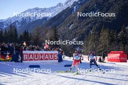 20.01.2024, Antholz, Italy (ITA): Lena Haecki-Gross (SUI), Karoline Offigstad Knotten (NOR), (l-r) - IBU World Cup Biathlon, mixed relay, Antholz (ITA). www.nordicfocus.com. © Thibaut/NordicFocus. Every downloaded picture is fee-liable.