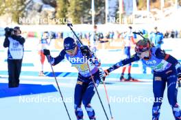 20.01.2024, Antholz, Italy (ITA): Tarjei Boe (NOR), Karoline Offigstad Knotten (NOR), (l-r) - IBU World Cup Biathlon, mixed relay, Antholz (ITA). www.nordicfocus.com. © Manzoni/NordicFocus. Every downloaded picture is fee-liable.