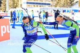 20.01.2024, Antholz, Italy (ITA): Jakov Fak (SLO), Anamarija Lampic (SLO), (l-r) - IBU World Cup Biathlon, mixed relay, Antholz (ITA). www.nordicfocus.com. © Manzoni/NordicFocus. Every downloaded picture is fee-liable.