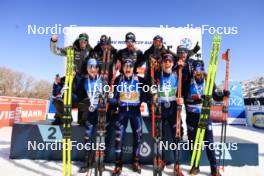 08.03.2024, Soldier Hollow, United States of America (USA): Lukas Hofer (ITA), Didier Bionaz (ITA), Tommaso Giacomel (ITA), Patrick Braunhofer (ITA), (l-r) - IBU World Cup Biathlon, relay men, Soldier Hollow (USA). www.nordicfocus.com. © Manzoni/NordicFocus. Every downloaded picture is fee-liable.