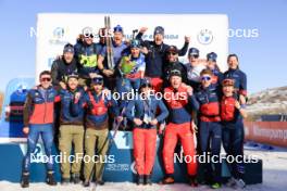 09.03.2024, Soldier Hollow, United States of America (USA): Jake Brown (USA), Campbell Wright (USA), Armin Auchentaller (ITA), Coach Team USA, Maxime Germain (USA), Kelsey Joan Dickinson (USA), (l-r) - IBU World Cup Biathlon, sprint men, Soldier Hollow (USA). www.nordicfocus.com. © Manzoni/NordicFocus. Every downloaded picture is fee-liable.