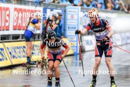 03.08.2024, Sandnes, Norway (NOR): Juni Arnekleiv (NOR), Johannes Thingnes Boe (NOR), (l-r) - BLINK24 Festival Biathlon - Sandnes (NOR). www.nordicfocus.com. © Manzoni/NordicFocus. Every downloaded picture is fee-liable.