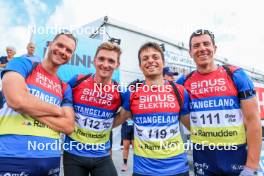 02.08.2024, Sandnes, Norway (NOR): Emilien Jacquelin (FRA), Fabien Claude (FRA), Oscar Lombardot (FRA), Quentin Fillon Maillet (FRA), (l-r) - BLINK24 Festival Biathlon - Sandnes (NOR). www.nordicfocus.com. © Nordnes/NordicFocus. Every downloaded picture is fee-liable.