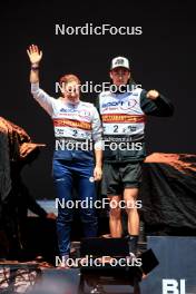 03.08.2024, Sandnes, Norway (NOR): Julia Simon (FRA), Eric Perrot (FRA), (l-r) - BLINK24 Festival Biathlon - Sandnes (NOR). www.nordicfocus.com. © Manzoni/NordicFocus. Every downloaded picture is fee-liable.