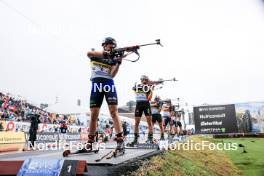 03.08.2024, Sandnes, Norway (NOR): Joergen Solhaug Sæter (NOR), Philipp Nawrath (GER), (l-r) - BLINK24 Festival Biathlon - Sandnes (NOR). www.nordicfocus.com. © Manzoni/NordicFocus. Every downloaded picture is fee-liable.