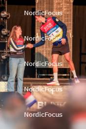 02.08.2024, Sandnes, Norway (NOR): Oda Stoeen Kolkinn (NOR), Eric Perrot (FRA), (l-r) - BLINK24 Festival Biathlon - Sandnes (NOR). www.nordicfocus.com. © Nordnes/NordicFocus. Every downloaded picture is fee-liable.