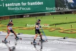 03.08.2024, Sandnes, Norway (NOR): Juni Arnekleiv (NOR), Sophie Chauveau (FRA), (l-r) - BLINK24 Festival Biathlon - Sandnes (NOR). www.nordicfocus.com. © Manzoni/NordicFocus. Every downloaded picture is fee-liable.