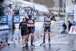 03.08.2024, Sandnes, Norway (NOR): Quentin Fillon Maillet (FRA), Eric Perrot (FRA), (l-r) - BLINK24 Festival Biathlon - Sandnes (NOR). www.nordicfocus.com. © Nordnes/NordicFocus. Every downloaded picture is fee-liable.