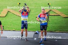 02.08.2024, Sandnes, Norway (NOR): Quentin Fillon Maillet (FRA), Emilien Jacquelin (FRA), (l-r) - BLINK24 Festival Biathlon - Sandnes (NOR). www.nordicfocus.com. © Nordnes/NordicFocus. Every downloaded picture is fee-liable.