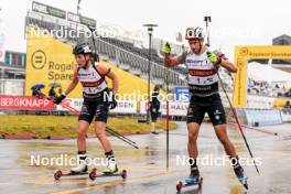 03.08.2024, Sandnes, Norway (NOR): Oceane Michelon (FRA), Simon Kaiser (GER), (l-r) - BLINK24 Festival Biathlon - Sandnes (NOR). www.nordicfocus.com. © Nordnes/NordicFocus. Every downloaded picture is fee-liable.