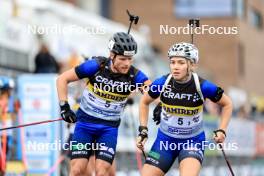 03.08.2024, Sandnes, Norway (NOR): Petter Austberg Bjoern (NOR), Hanna Boerve (NOR), (l-r) - BLINK24 Festival Biathlon - Sandnes (NOR). www.nordicfocus.com. © Manzoni/NordicFocus. Every downloaded picture is fee-liable.