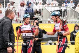 03.08.2024, Sandnes, Norway (NOR): Vebjoern Sørum (NOR), Mats Oeverby (NOR), (l-r) - BLINK24 Festival Biathlon - Sandnes (NOR). www.nordicfocus.com. © Nordnes/NordicFocus. Every downloaded picture is fee-liable.