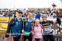 03.08.2024, Sandnes, Norway (NOR): Johannes Thingnes Boe (NOR), Tarjei Boe (NOR), Juni Arnekleiv (NOR), Karoline Offigstad Knotten (NOR), (l-r) - BLINK24 Festival Biathlon - Sandnes (NOR). www.nordicfocus.com. © Manzoni/NordicFocus. Every downloaded picture is fee-liable.