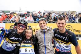 03.08.2024, Sandnes, Norway (NOR): Gilonne Guigonnat (FRA), Jeanne Richard (FRA), Oscar Lombardot (FRA), Mathieu Garcia (FRA), (l-r) - BLINK24 Festival Biathlon - Sandnes (NOR). www.nordicfocus.com. © Manzoni/NordicFocus. Every downloaded picture is fee-liable.