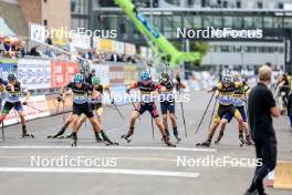 03.08.2024, Sandnes, Norway (NOR): Martin Nevland (NOR), Oliver Alm (NOR), Herman Strindeberg (NOR), Thomas Lyberg Lehn (NOR), Torjus Haland (NOR), (l-r) - BLINK24 Festival Biathlon - Sandnes (NOR). www.nordicfocus.com. © Manzoni/NordicFocus. Every downloaded picture is fee-liable.