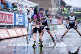 03.08.2024, Sandnes, Norway (NOR): Lou Jeanmonnot (FRA), Quentin Fillon Maillet (FRA), (l-r) - BLINK24 Festival Biathlon - Sandnes (NOR). www.nordicfocus.com. © Nordnes/NordicFocus. Every downloaded picture is fee-liable.