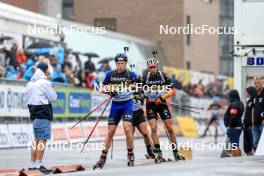 03.08.2024, Sandnes, Norway (NOR): Joergen Solhaug Sæter (NOR), Philipp Nawrath (GER), (l-r) - BLINK24 Festival Biathlon - Sandnes (NOR). www.nordicfocus.com. © Manzoni/NordicFocus. Every downloaded picture is fee-liable.