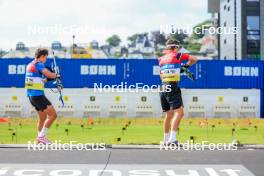 02.08.2024, Sandnes, Norway (NOR): Oscar Lombardot (FRA), Vebjoern Soerum (NOR) - BLINK24 Festival Biathlon - Sandnes (NOR). www.nordicfocus.com. © Nordnes/NordicFocus. Every downloaded picture is fee-liable.