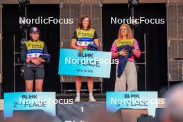 02.08.2024, Sandnes, Norway (NOR): Elvira Oeberg (SWE), Julia Simon (FRA), Karoline Offigstad Knotten (NOR), (l-r) - BLINK24 Festival Biathlon - Sandnes (NOR). www.nordicfocus.com. © Manzoni/NordicFocus. Every downloaded picture is fee-liable.