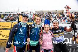 03.08.2024, Sandnes, Norway (NOR): Johannes Thingnes Boe (NOR), Tarjei Boe (NOR), Juni Arnekleiv (NOR), Karoline Offigstad Knotten (NOR), (l-r) - BLINK24 Festival Biathlon - Sandnes (NOR). www.nordicfocus.com. © Manzoni/NordicFocus. Every downloaded picture is fee-liable.