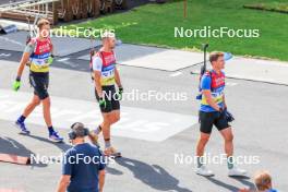 02.08.2024, Sandnes, Norway (NOR): Simon Kaiser (GER), Danilo Riethmueller (GER), Fabien Claude (FRA), (l-r) - BLINK24 Festival Biathlon - Sandnes (NOR). www.nordicfocus.com. © Nordnes/NordicFocus. Every downloaded picture is fee-liable.