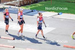 02.08.2024, Sandnes, Norway (NOR): Sophie Chauveau (FRA), Karoline Knotten (Offigstad), Lou Jeanmonnot (FRA), (l-r) - BLINK24 Festival Biathlon - Sandnes (NOR). www.nordicfocus.com. © Manzoni/NordicFocus. Every downloaded picture is fee-liable.