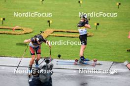 03.08.2024, Sandnes, Norway (NOR): Juni Arnekleiv (NOR), Sophie Chauveau (FRA), (l-r) - BLINK24 Festival Biathlon - Sandnes (NOR). www.nordicfocus.com. © Manzoni/NordicFocus. Every downloaded picture is fee-liable.