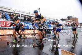 03.08.2024, Sandnes, Norway (NOR): Philipp Nawrath (GER), Alfred Eriksson (SWE), Joergen Solhaug Sæter (NOR), Noah Lekal Husnes (NOR), (l-r) - BLINK24 Festival Biathlon - Sandnes (NOR). www.nordicfocus.com. © Manzoni/NordicFocus. Every downloaded picture is fee-liable.