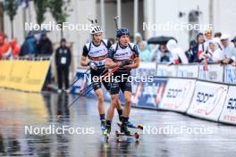 03.08.2024, Sandnes, Norway (NOR): Eric Perrot (FRA), Quentin Fillon Maillet (FRA), (l-r) - BLINK24 Festival Biathlon - Sandnes (NOR). www.nordicfocus.com. © Manzoni/NordicFocus. Every downloaded picture is fee-liable.