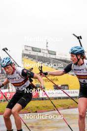 03.08.2024, Sandnes, Norway (NOR): Martin Uldal (NOR), Asne Skrede (NOR), (l-r) - BLINK24 Festival Biathlon - Sandnes (NOR). www.nordicfocus.com. © Nordnes/NordicFocus. Every downloaded picture is fee-liable.