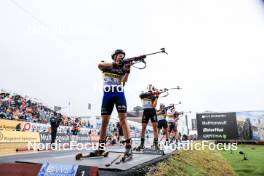 03.08.2024, Sandnes, Norway (NOR): Joergen Solhaug Sæter (NOR), Philipp Nawrath (GER), (l-r) - BLINK24 Festival Biathlon - Sandnes (NOR). www.nordicfocus.com. © Manzoni/NordicFocus. Every downloaded picture is fee-liable.