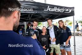 03.08.2024, Sandnes, Norway (NOR): Sturla Holm Laegreid (NOR), Tarjei Boe (NOR), Karoline Offigstad Knotten (NOR), (l-r) - BLINK24 Festival Biathlon - Sandnes (NOR). www.nordicfocus.com. © Manzoni/NordicFocus. Every downloaded picture is fee-liable.