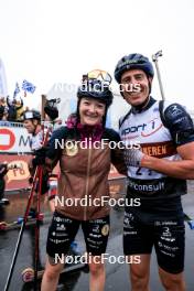 03.08.2024, Sandnes, Norway (NOR): Lou Jeanmonnot (FRA), Quentin Fillon Maillet (FRA), (l-r) - BLINK24 Festival Biathlon - Sandnes (NOR). www.nordicfocus.com. © Manzoni/NordicFocus. Every downloaded picture is fee-liable.