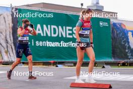 02.08.2024, Sandnes, Norway (NOR): Julia Simon (FRA), Hanna Oeberg (SWE), (l-r) - BLINK24 Festival Biathlon - Sandnes (NOR). www.nordicfocus.com. © Nordnes/NordicFocus. Every downloaded picture is fee-liable.