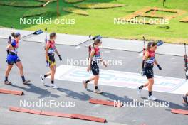 02.08.2024, Sandnes, Norway (NOR): Baiba Bendika (LAT), Jeanne Richard (FRA), Gilonne Guigonnat (FRA), (l-r) - BLINK24 Festival Biathlon - Sandnes (NOR). www.nordicfocus.com. © Nordnes/NordicFocus. Every downloaded picture is fee-liable.