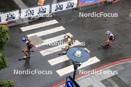 03.08.2024, Sandnes, Norway (NOR): Frida Tormodsgaard Dokken (NOR), Eline Grue (NOR), Ragnhild Femsteinevik (NOR), (l-r) - BLINK24 Festival Biathlon - Sandnes (NOR). www.nordicfocus.com. © Manzoni/NordicFocus. Every downloaded picture is fee-liable.