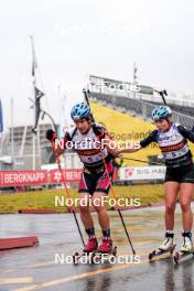 03.08.2024, Sandnes, Norway (NOR): Vebjoern Sørum (NOR), Gro Randby (NOR), (l-r) - BLINK24 Festival Biathlon - Sandnes (NOR). www.nordicfocus.com. © Nordnes/NordicFocus. Every downloaded picture is fee-liable.