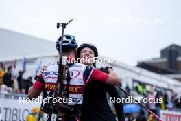 03.08.2024, Sandnes, Norway (NOR): Martin Nevland (NOR), Hanna Oeberg (SWE), (l-r) - BLINK24 Festival Biathlon - Sandnes (NOR). www.nordicfocus.com. © Nordnes/NordicFocus. Every downloaded picture is fee-liable.