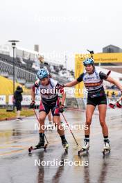 03.08.2024, Sandnes, Norway (NOR): Mats Oeverby (NOR), Frida Tormodsgaard Dokken (NOR), (l-r) - BLINK24 Festival Biathlon - Sandnes (NOR). www.nordicfocus.com. © Nordnes/NordicFocus. Every downloaded picture is fee-liable.