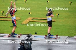 03.08.2024, Sandnes, Norway (NOR): Juni Arnekleiv (NOR), Sophie Chauveau (FRA), (l-r) - BLINK24 Festival Biathlon - Sandnes (NOR). www.nordicfocus.com. © Manzoni/NordicFocus. Every downloaded picture is fee-liable.