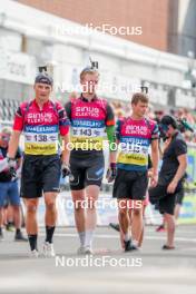 02.08.2024, Sandnes, Norway (NOR): Isak Leknes Frey (NOR), Oeyvind Henanger Halvorsen (NOR), Andreas Aas (NOR), (l-r) - BLINK24 Festival Biathlon - Sandnes (NOR). www.nordicfocus.com. © Nordnes/NordicFocus. Every downloaded picture is fee-liable.