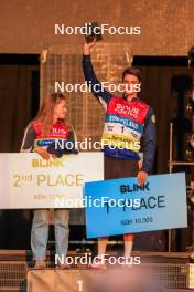 02.08.2024, Sandnes, Norway (NOR): Oda Stoeen Kolkinn (NOR), Eric Perrot (FRA), (l-r) - BLINK24 Festival Biathlon - Sandnes (NOR). www.nordicfocus.com. © Nordnes/NordicFocus. Every downloaded picture is fee-liable.