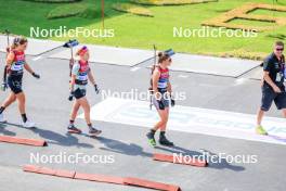 02.08.2024, Sandnes, Norway (NOR): Gilonne Guigonnat (FRA), Juni Arnekleiv (NOR), Justine Braisaz-Bouchet (FRA), (l-r) - BLINK24 Festival Biathlon - Sandnes (NOR). www.nordicfocus.com. © Nordnes/NordicFocus. Every downloaded picture is fee-liable.