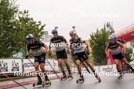 03.08.2024, Sandnes, Norway (NOR): Joergen Solhaug Sæter (NOR), Alfred Eriksson (SWE), David Zobel (GER), Noah Lekal Husnes (NOR), (l-r) - BLINK24 Festival Biathlon - Sandnes (NOR). www.nordicfocus.com. © Nordnes/NordicFocus. Every downloaded picture is fee-liable.